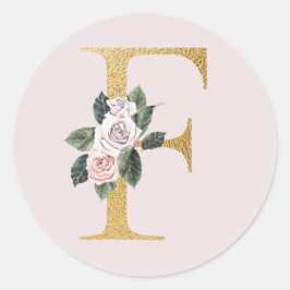 Rosas de primavera iniciales de oro pegatina letra