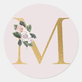 Rosas de primavera iniciales de oro pegatina letra