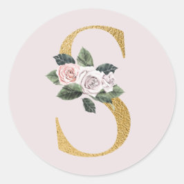 Rosas de primavera iniciales de oro pegatina letra