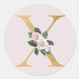 Rosas de primavera iniciales de oro pegatina letra