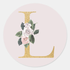 Rosas de primavera iniciales de oro pegatina letra