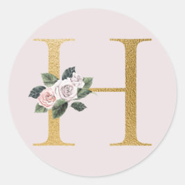 Rosas de primavera iniciales de oro pegatina letra
