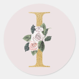 Rosas de primavera iniciales de oro pegatina letra