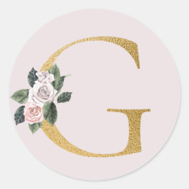 Rosas de primavera iniciales de oro pegatina letra