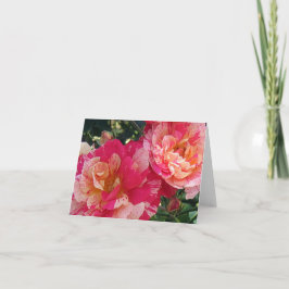 Rosas de rayas blancas rosadas Tarjeta de notas de