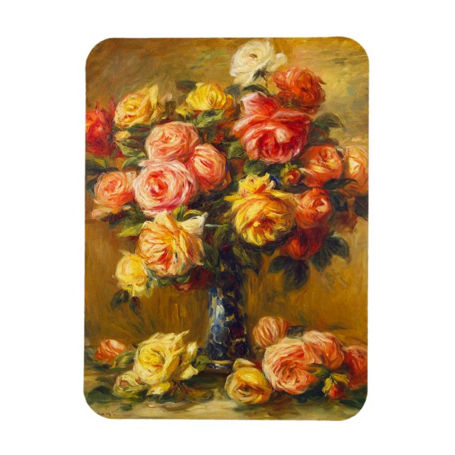 Rosas de Renoir en un imán de grano (Vertical)