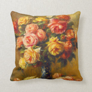 Rosas de Renoir en una almohada del florero