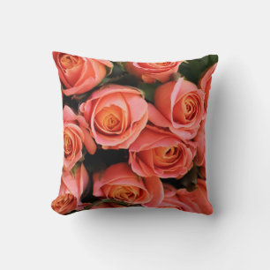 Rosas de Tangerina Cojín decorativo Floral