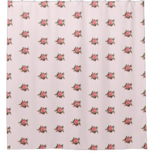 Rosas de té rosado elegantes y cortina de ducha d