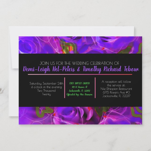 Rosas DE WATERCOLOR PINK NEON Wedding Invitación (Anverso)