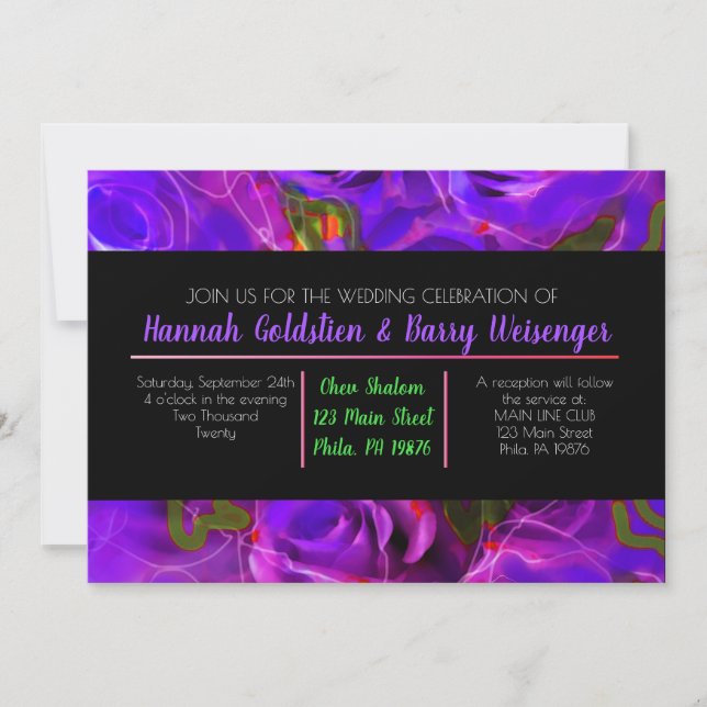 Rosas DE WATERCOLOR PINK NEON Wedding Invitación (Anverso)