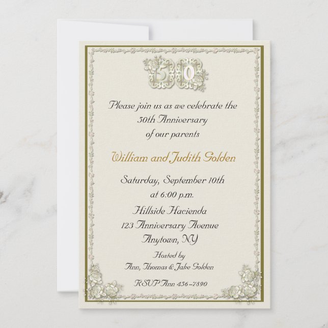 Rosas del 50° aniversario Invitación (Anverso)