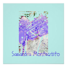 Rosas del agua azul mágica Poster brillante