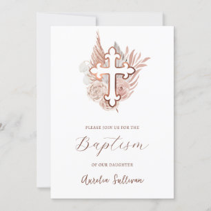 Rosas del Boho Invitación al bautismo de Bouquet