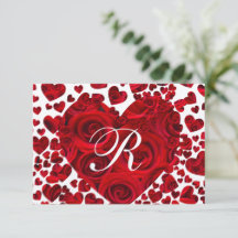 Rosas del corazón rojo se casan con RSVP