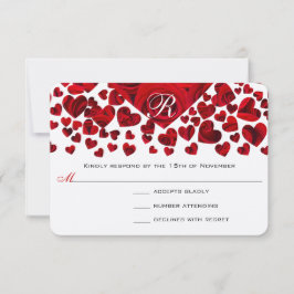 Rosas del corazón rojo se casan con RSVP
