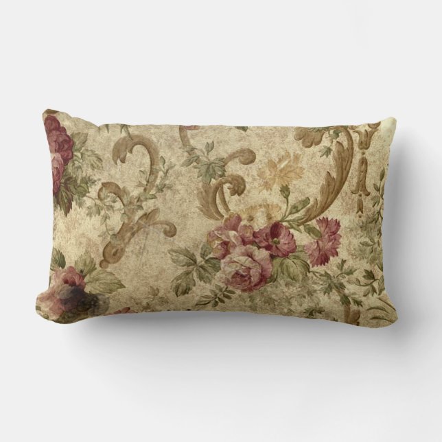 Rosas del Victorian en la almohada de tiro lumbar (Anverso)