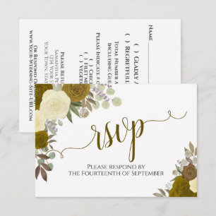 Rosas Doradas Elegantes Caligrafía Floral RSVP de