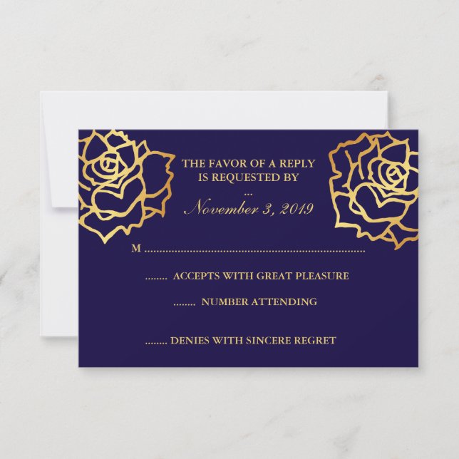 Rosas dorados RSVP - Azul (Anverso)