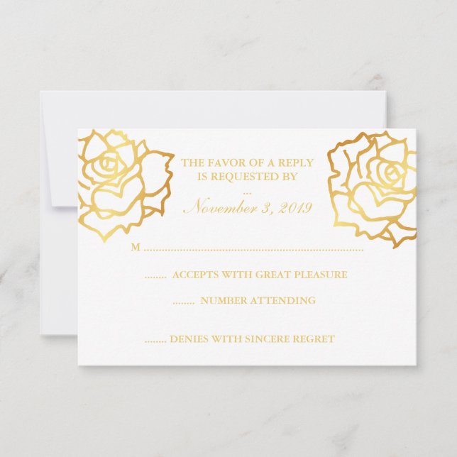 Rosas dorados RSVP - Blanco (Anverso)