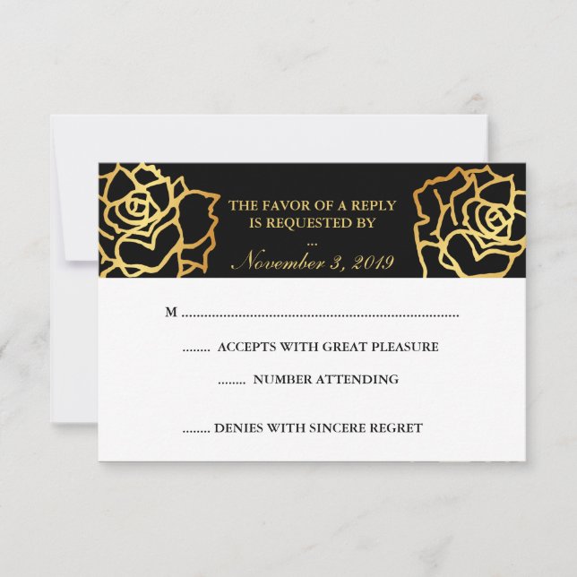 Rosas dorados RSVP - Negro (Anverso)