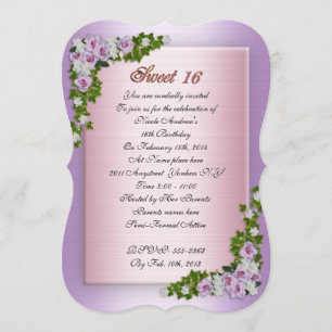 Rosas e hiedra de la lavanda de la invitación del
