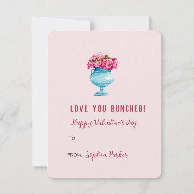 Rosas elegantes en jarrón Nota mini día de San Val (Anverso)