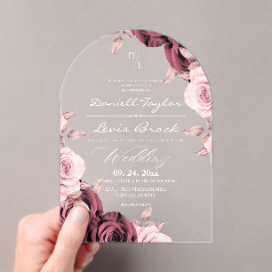 Rosas Elegantes ⎮ Invitación de Boda Floral Rosa P