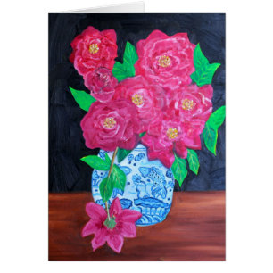 Rosas en florero chino