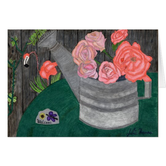 Rosas en la tarjeta de la regadera de Julia Hanna