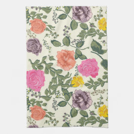 Rosas en toalla de té en flor