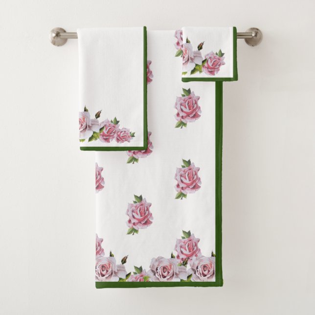 Rosas escultóricos en un baño con toalla (In situ)