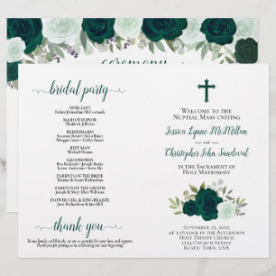 Rosas Esmeralda Programa de Boda Católico Plegable
