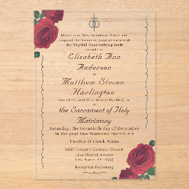 Rosas finos Invitación acrílica católica