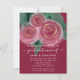 Rosas Floral Código QR Oro Verde Rosa Borgoña