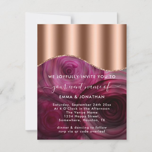 Rosas Floral Código QR Rosa Gold Copper Marsala Ro (Anverso)