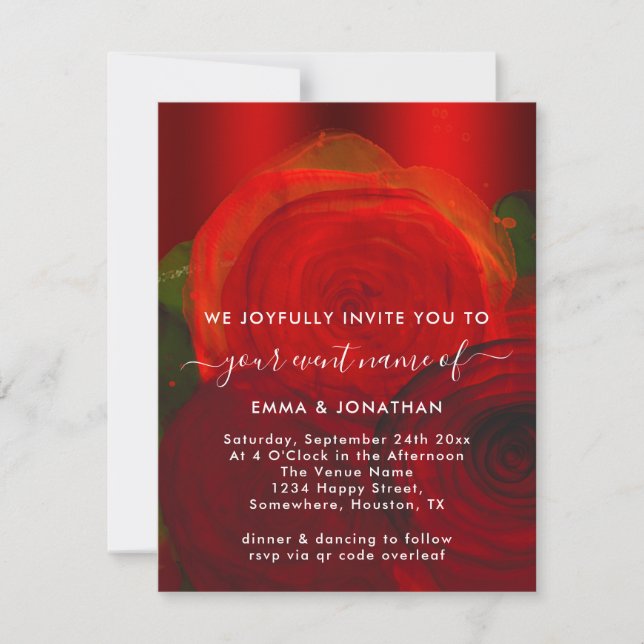 Rosas Floral Código QR Vino rojo elegante (Anverso)