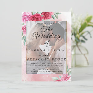 Rosas Floral Elegant Vellum Wedding Invitación