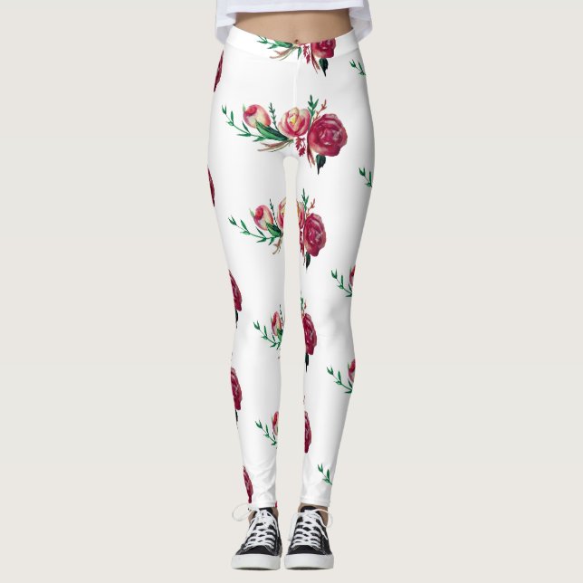 Rosas Floral Personalizado Leggings (Anverso)