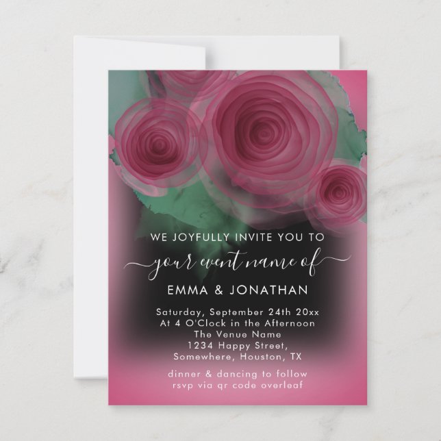 Rosas Floral QR Code Marsala Beet Black (Anverso)