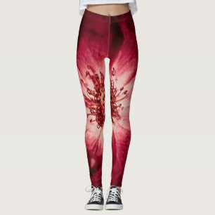 Rosas floral verde rojo Leggings lifewomenstyle
