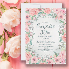 Rosas florales de acuarela rosa Perlas Cumpleaños 
