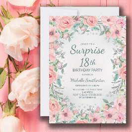 Rosas florales de acuarela rosa perlas Cumpleaños 