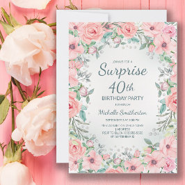 Rosas florales de acuarela rosa perlas Cumpleaños 