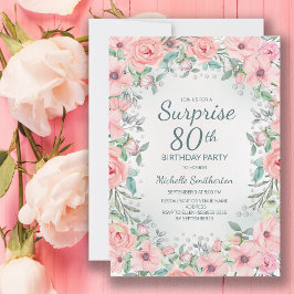 Rosas florales de acuarela rosa Perlas Cumpleaños 