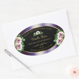 Rosas florales de etiquetas de productos púrpura n