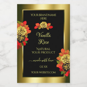 Rosas florales Etiquetas de producto Black Shimmer
