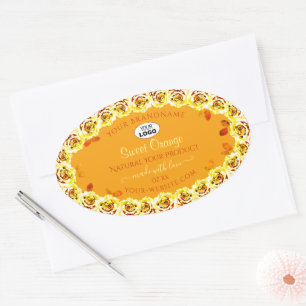 Rosas florales Naranja Etiquetas de productos amar