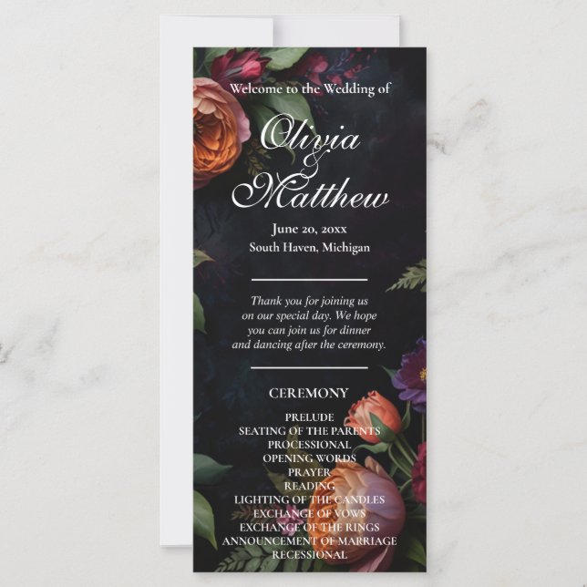 Rosas florales oscuras boho vintage (Anverso)