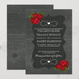 Rosas florales rojos Invitación a una boda gótica 